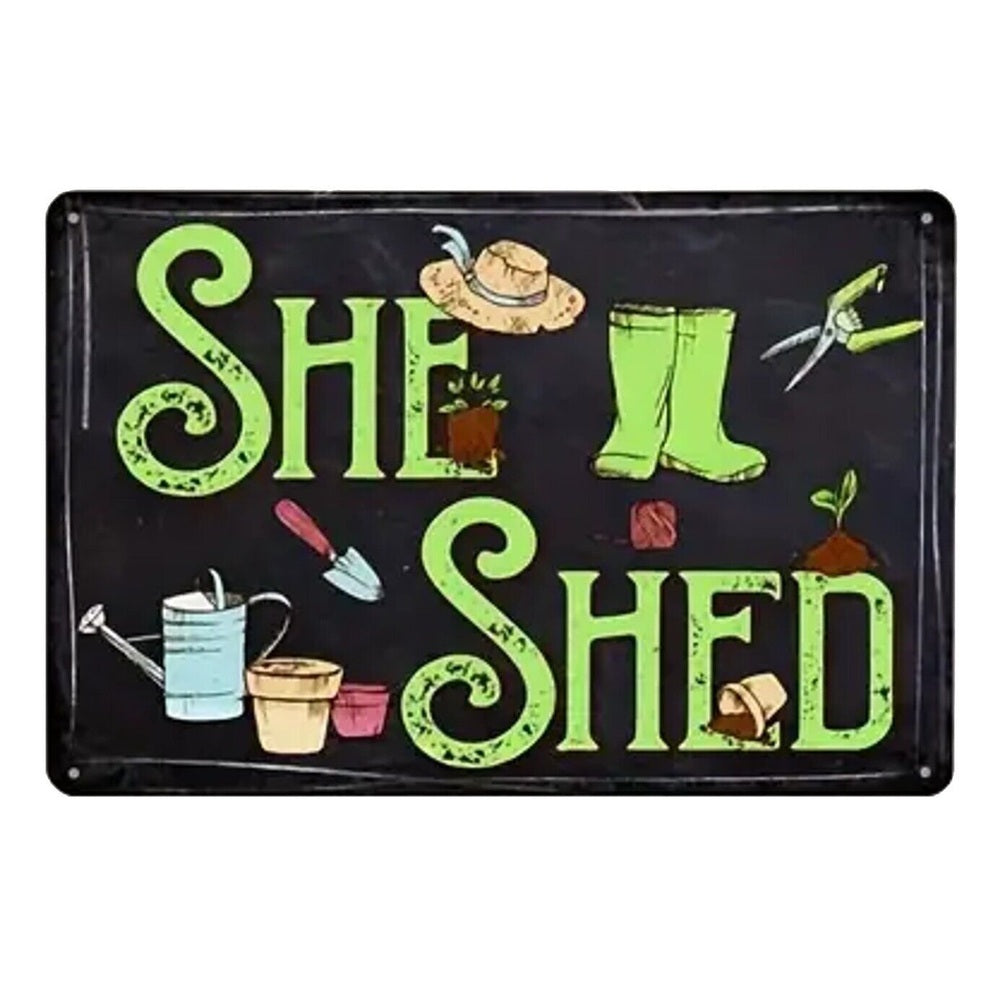She Shed Vintage Novelty Metal Sign 12" x 8" Wall Art Home & Garden:Home Décor:Plaques & Signs Style Your Walls