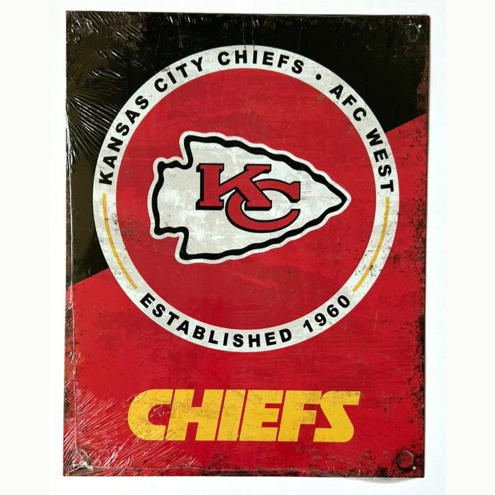 Kansas City Chiefs Established 1960 Licensed Vintage Novelty Sign 16" x 12.5" Sports Decor Style Your Walls