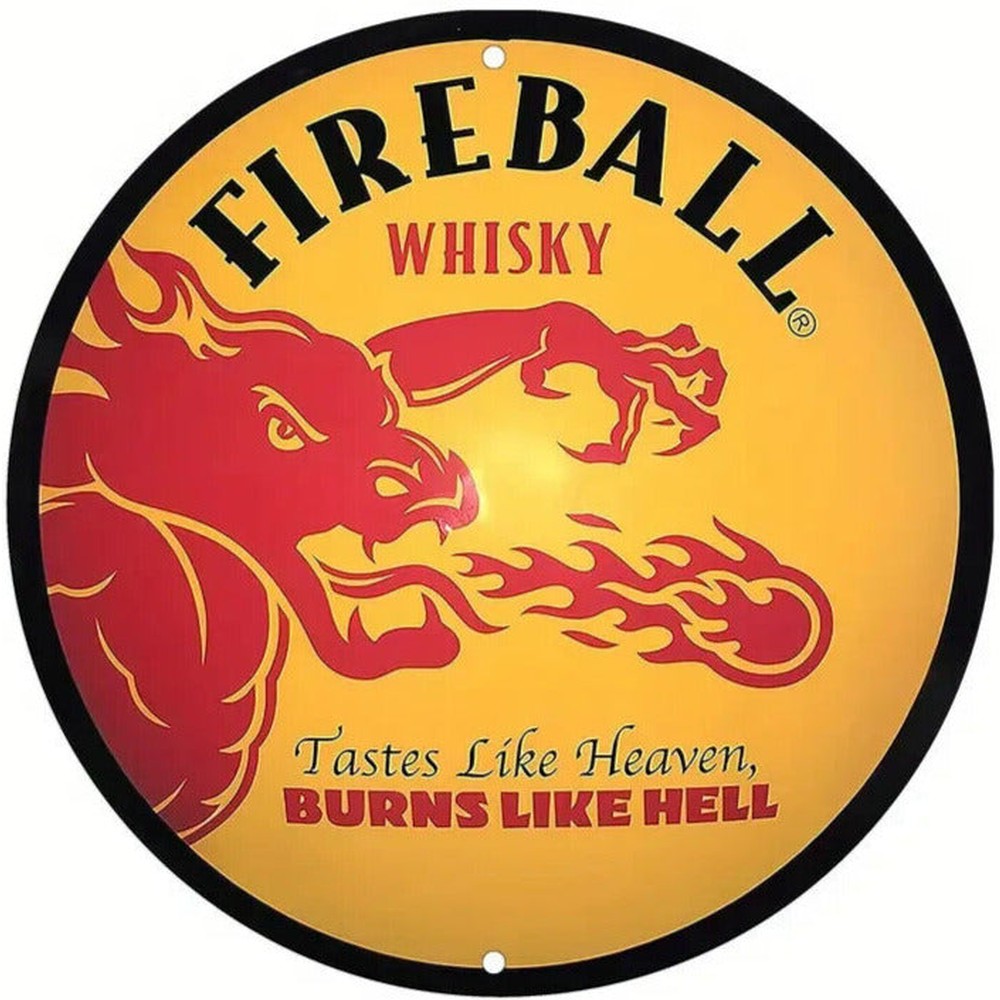 Fireball Whisky "Burns Like Hell" Novelty Round 8" Metal Sign NEW! Home & Garden:Home Décor:Plaques & Signs Style Your Walls