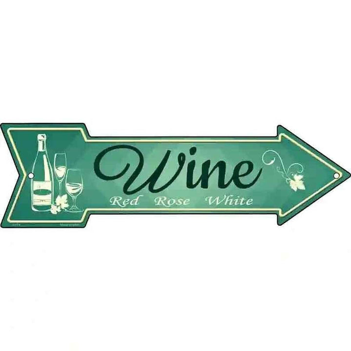 Wine - Red Rose White Novelty Metal Arrow Sign 17" x 5" NEW! Home & Garden:Home Décor:Plaques & Signs Style Your Walls