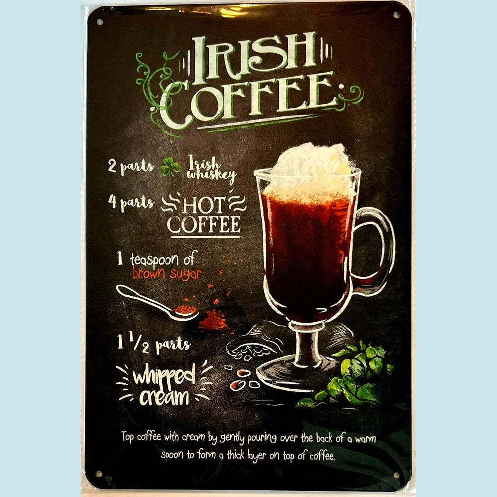 Irish Coffee Cocktail and Drink Mix Recipe Collection 12" x 8" Wall Art Home & Garden:Home Décor:Plaques & Signs Style Your Walls