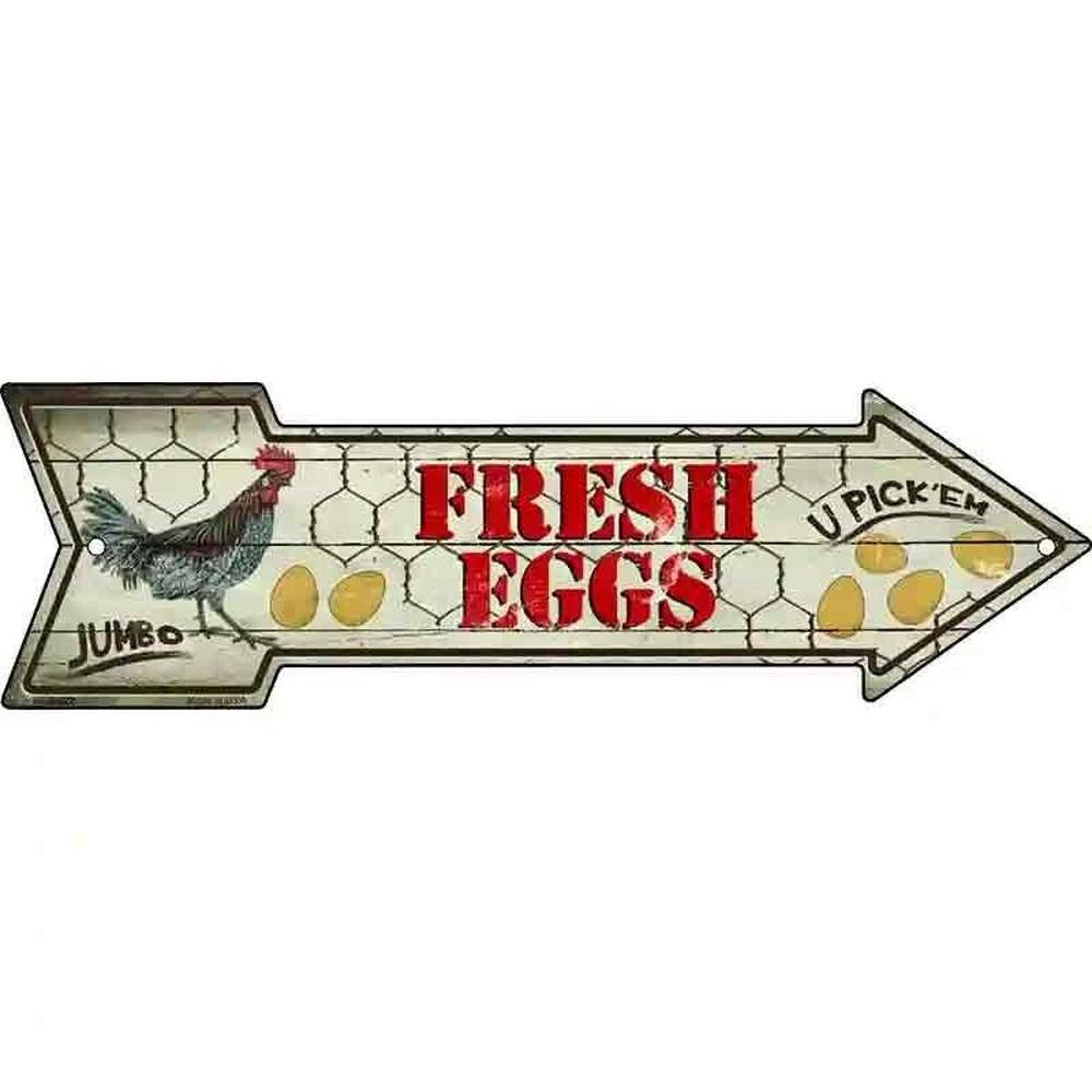 Jumbo Fresh Eggs U Pick'em Novelty Metal Arrow Sign 17" x 5" NEW! Home & Garden:Home Décor:Plaques & Signs Style Your Walls
