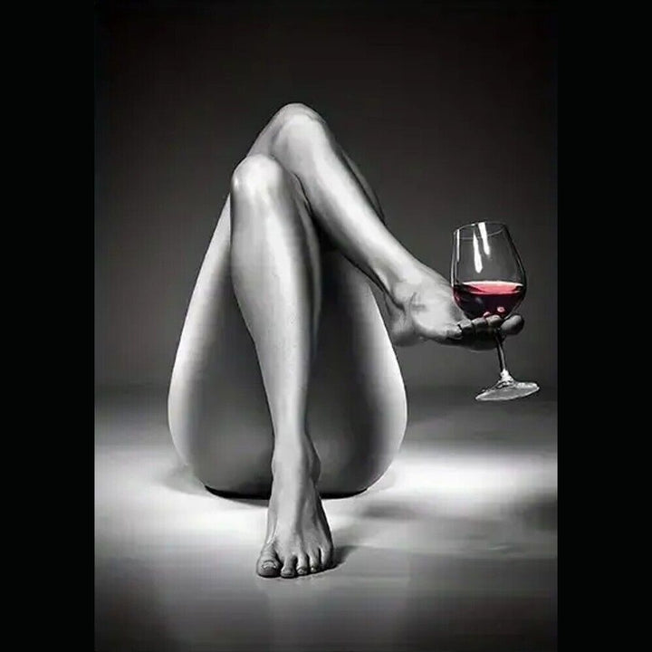 Stunning Woman Holding Wine Glass In Her Toes 12" x 16" Canvas Art Print Home & Garden:Home Décor:Posters & Prints Style Your Walls