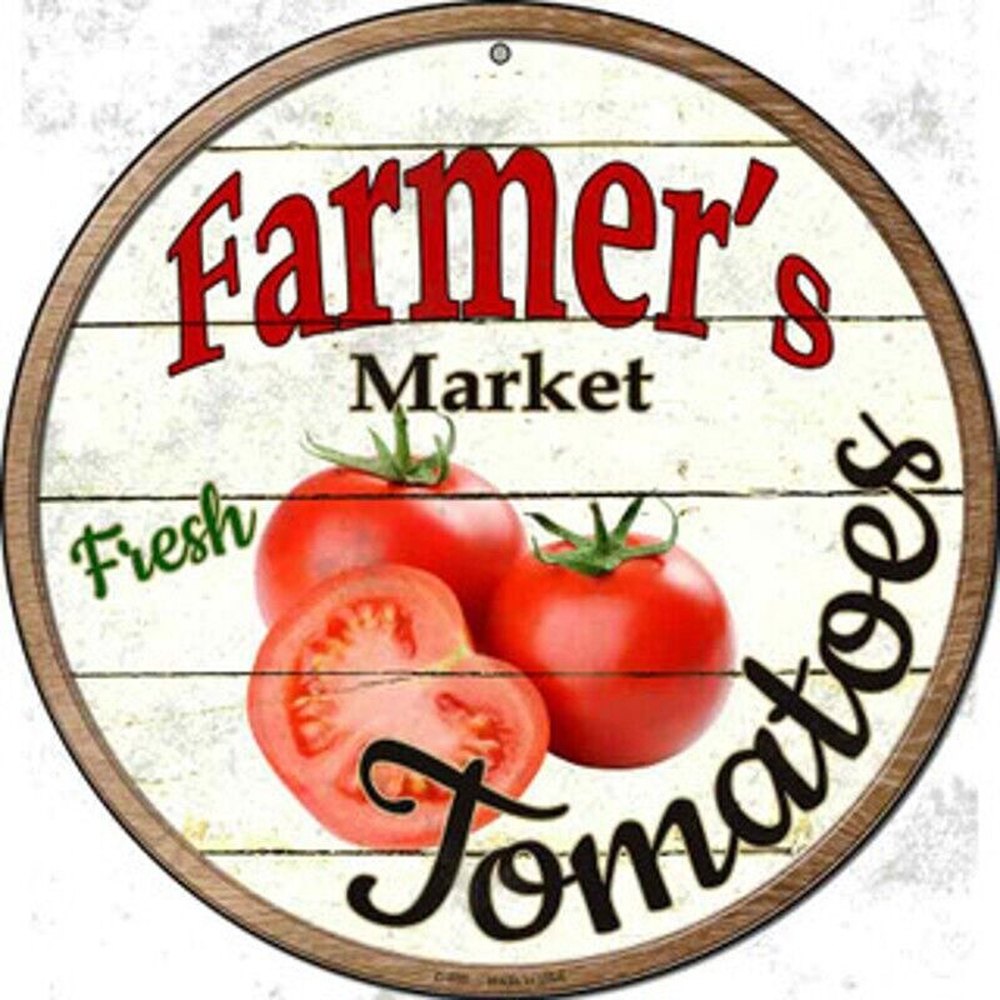 Farmer's Market Fresh Tomatoes Novelty 8" Metal Circular Sign NEW! Home & Garden:Home Décor:Plaques & Signs Style Your Walls