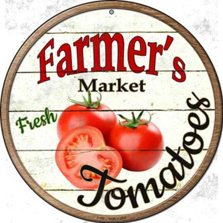 Farmer's Market Fresh Tomatoes Novelty 8" Metal Circular Sign NEW! Home & Garden:Home Décor:Plaques & Signs Style Your Walls