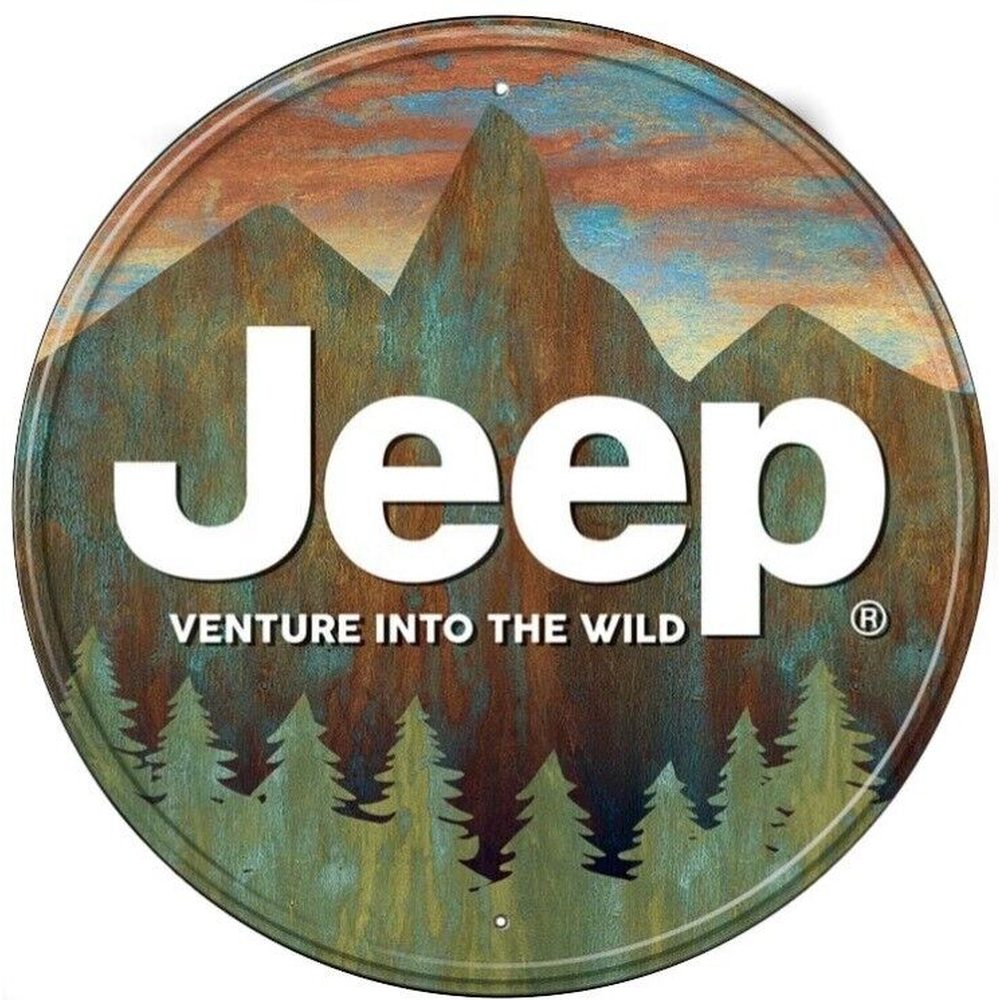 Jeep Venture Into The Wild Licensed Metal 12" Circular Sign Home & Garden:Home Décor:Plaques & Signs Style Your Walls