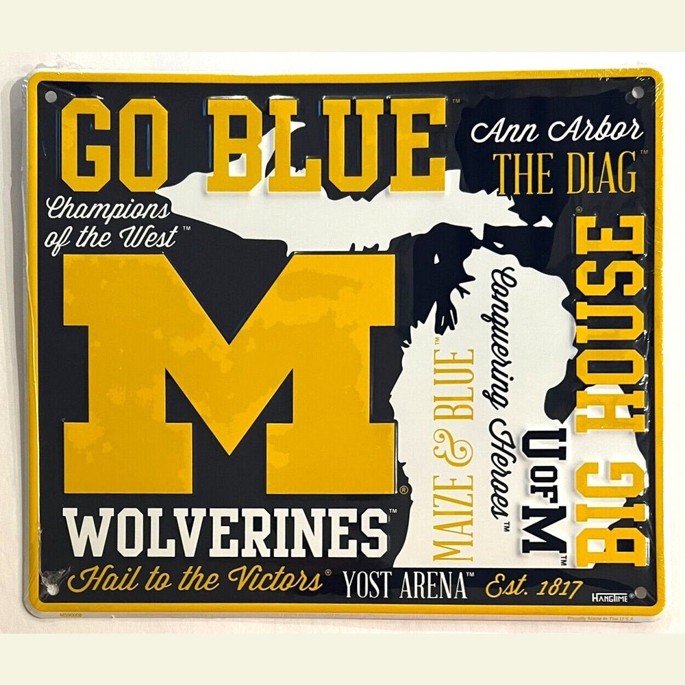 Michigan Wolverines Fan Cloud College Licensed Embossed Sign 12" x 14" Home & Garden:Home Décor:Plaques & Signs Style Your Walls