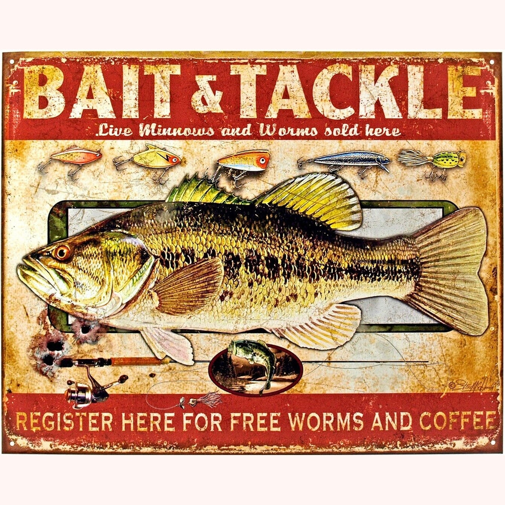 Bait & Tackle Vintage Novelty Metal Sign 16" x 12.5" NEW! Home & Garden:Home Décor:Plaques & Signs Style Your Walls