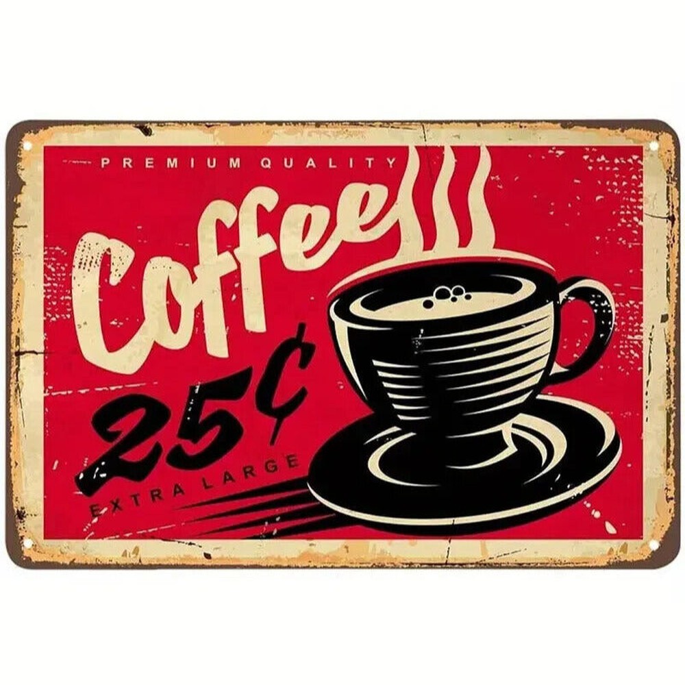 Fresh Brewed Coffee 25 Cents Red Novelty Metal Tin Sign 8" x 12" NEW! Home & Garden:Home Décor:Plaques & Signs Style Your Walls