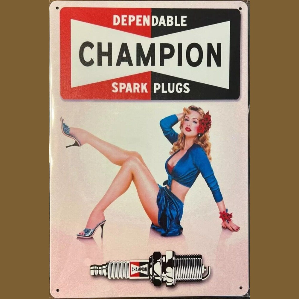 Dependable Champion Spark Plugs Novelty Metal Sign 12" x 8" Wall Art Home & Garden:Home Décor:Plaques & Signs Style Your Walls