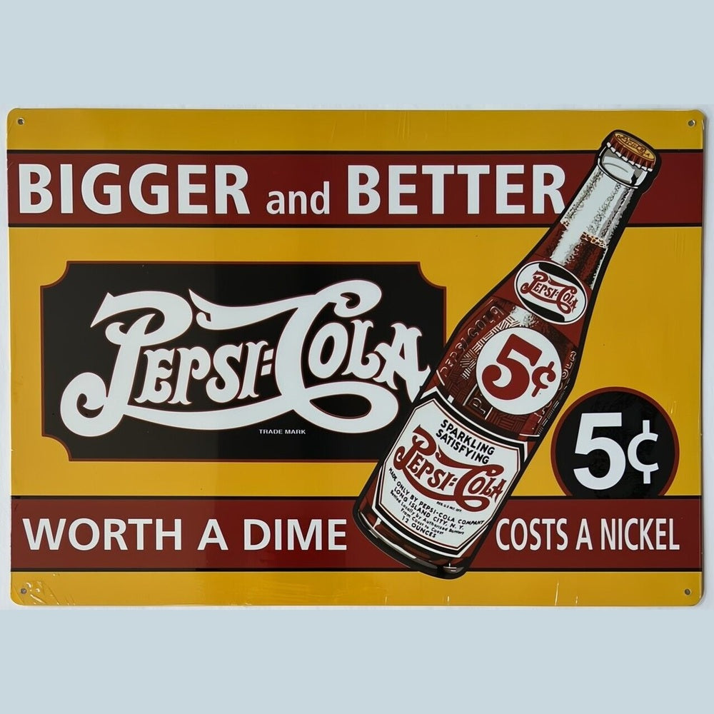 Pepsi-Cola Pepsi Bigger and Better 5 Cents Novelty Sign 16" x 12.5" Home & Garden:Home Décor:Plaques & Signs Style Your Walls