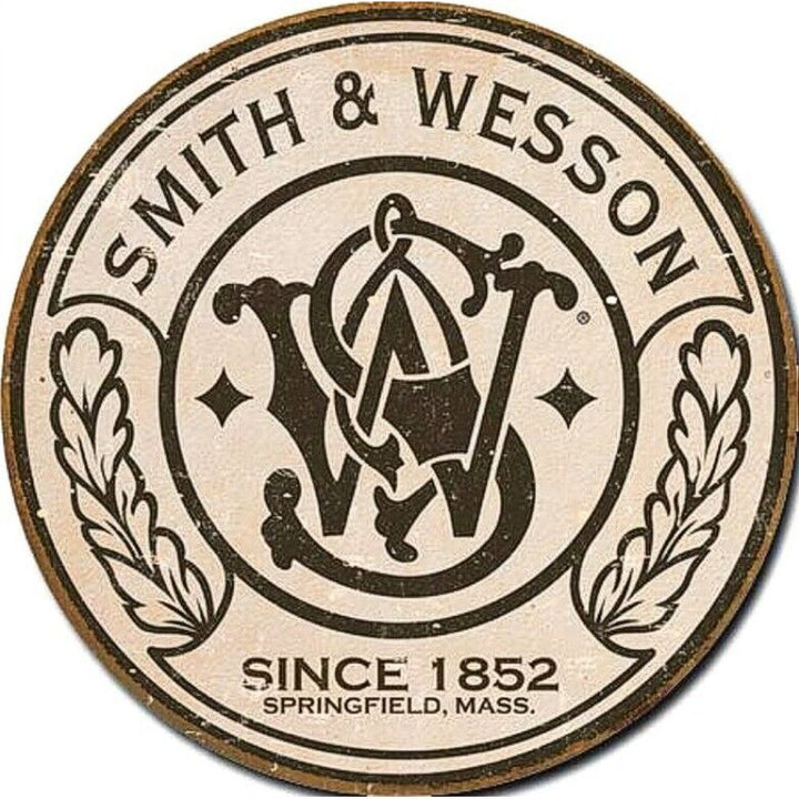 Smith & Wesson Since 1852 Licensed Embossed 12" Diameter Circular Sign NEW! Sporting Goods:Hunting:Vintage Hunting:Signs Style Your Walls