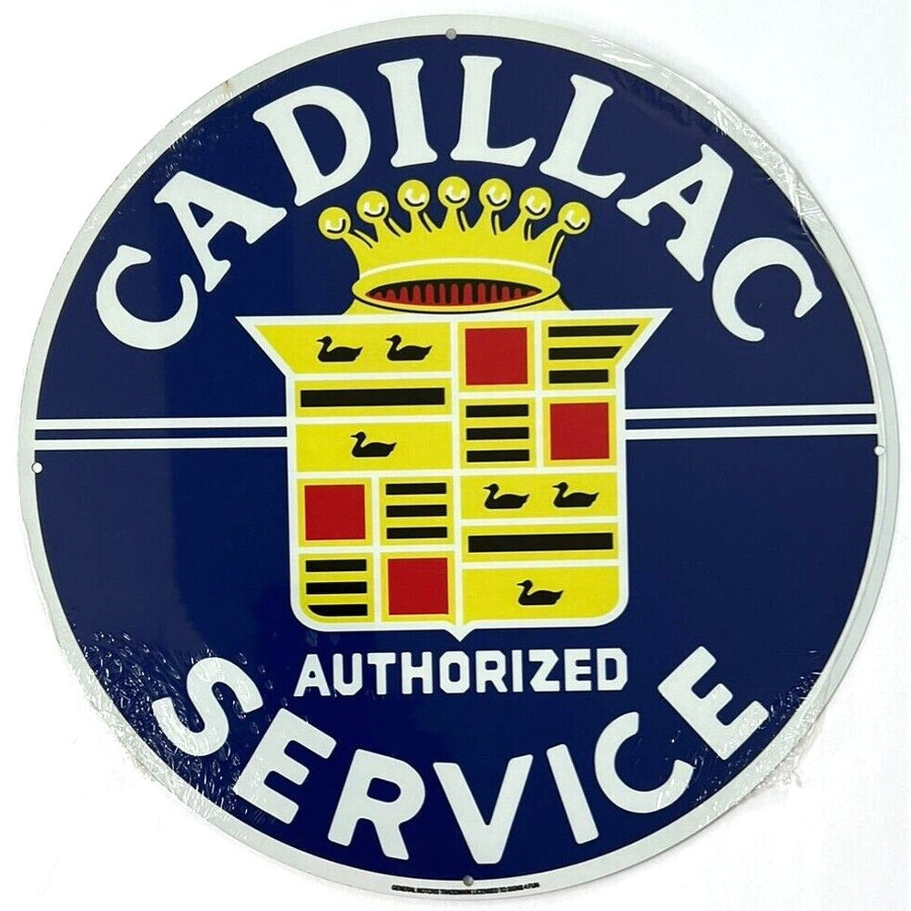 Cadillac Authorized Service Licensed 12" Diameter Circular Sign NEW! Home & Garden:Home Décor:Plaques & Signs Style Your Walls