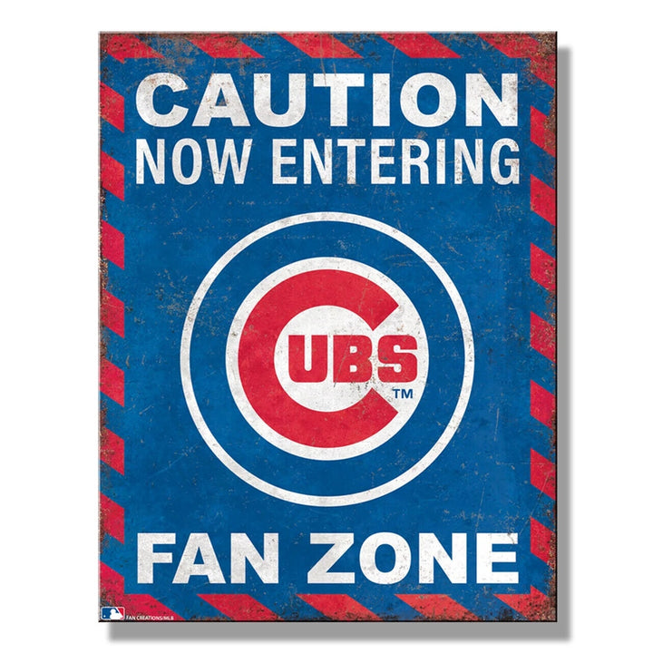 Caution Now Entering Chicago Cubs Fan Zone Licensed Metal Sign 16" x 12.5" Home & Garden:Home Décor:Plaques & Signs Style Your Walls