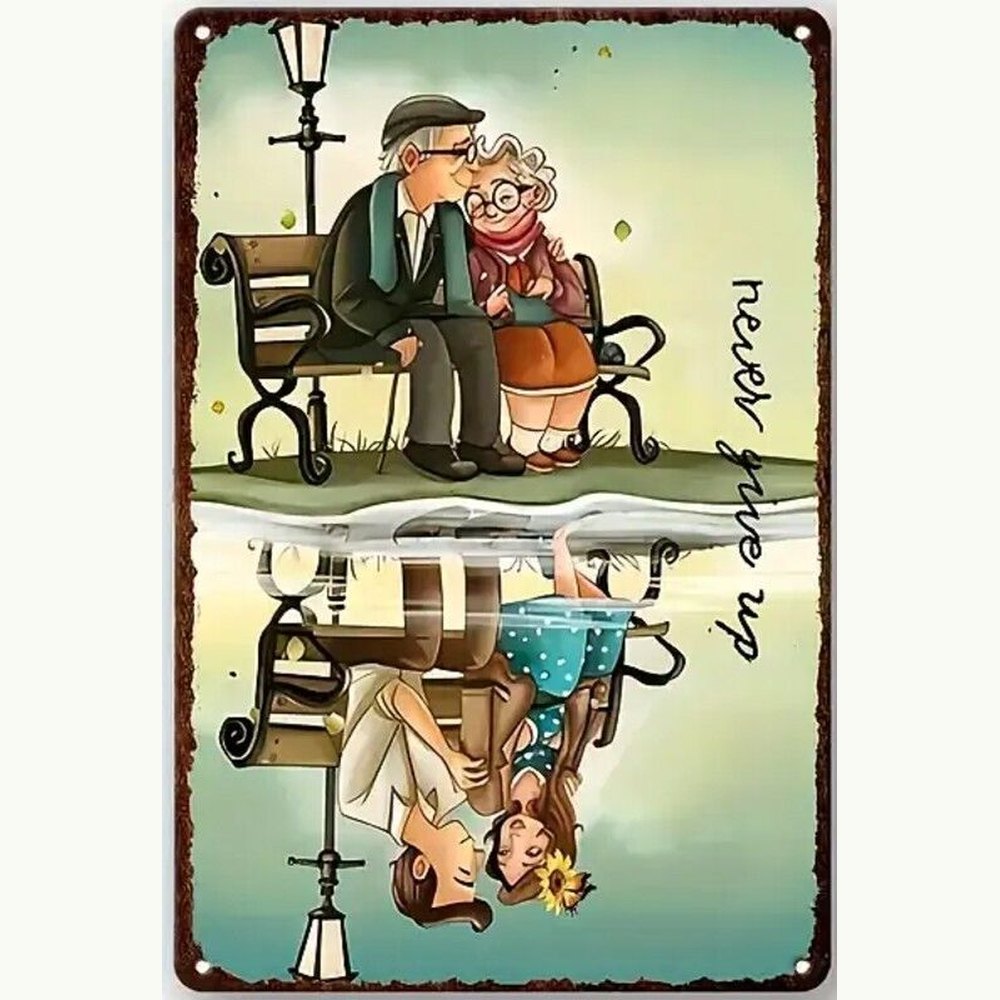 Never Give Up - Loving Couple 8" x 12" Novelty Metal Sign Home & Garden:Home Décor:Plaques & Signs Style Your Walls