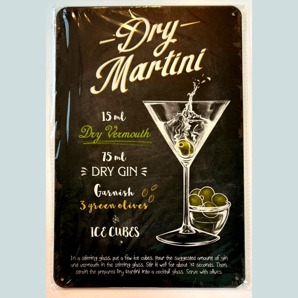 Dry Martini Cocktail and Drink Mix Recipe Collection 12" x 8" Wall Art Home & Garden:Home Décor:Plaques & Signs Style Your Walls