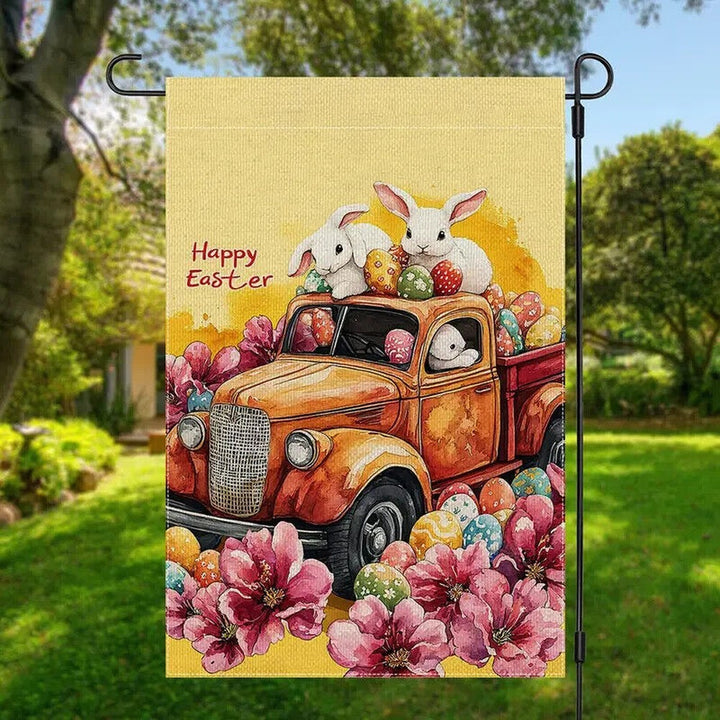 Colorful Happy Easter Burlap Garden Flag Double-Sided 12" x 18" NEW! Home & Garden:Yard, Garden & Outdoor Living:Décor:Flags Style Your Walls