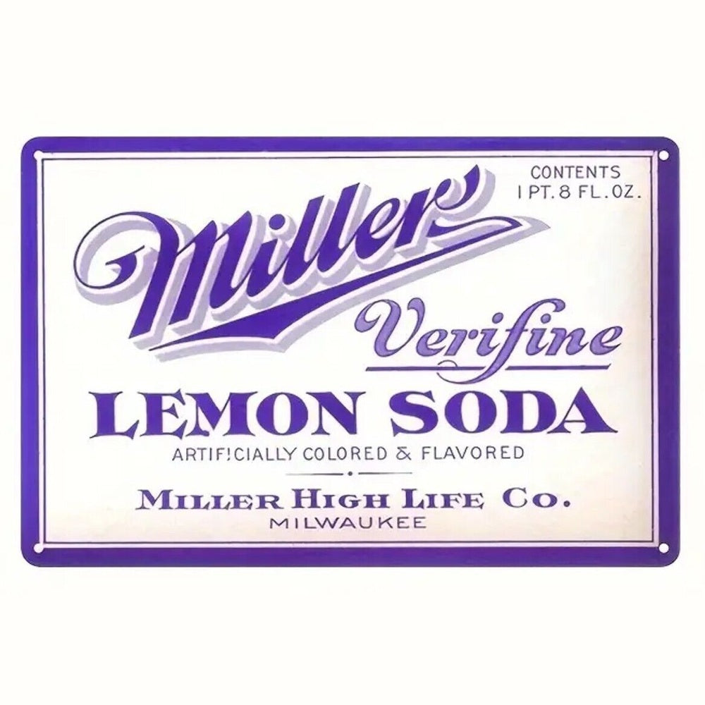 Miller Verifine Lemon Soda Vintage Novelty 8" x 12" Metal Sign Home & Garden:Home Décor:Plaques & Signs Style Your Walls