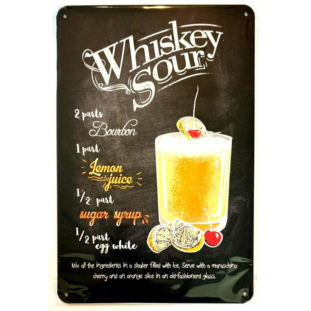 Whiskey Sour Cocktail and Drink Mix Recipe Collection 12" x 8" Wall Art Home & Garden:Home Décor:Plaques & Signs Style Your Walls