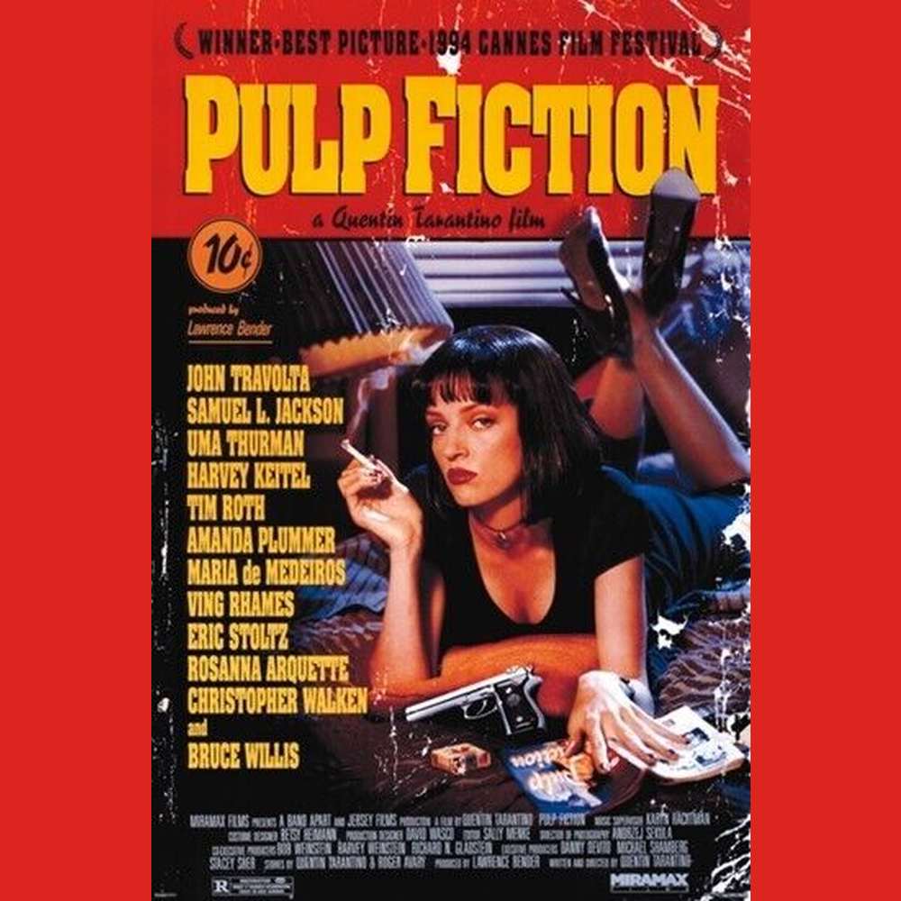 Pulp Fiction Movie Poster Uma Thurman 24" x 36" New! Art:Art Posters Style Your Walls