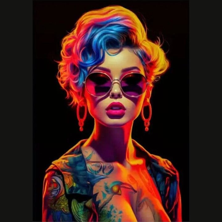 Beautiful Tattoo Girl Vibrant Artistic Canvas Print 12" X 16" Art:Art Prints Style Your Walls