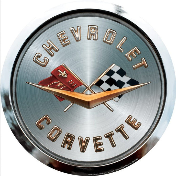 Chevy Corvette Embossed Licensed Novelty 12" Diameter Circular Sign NEW! Home & Garden:Home Décor:Plaques & Signs Style Your Walls