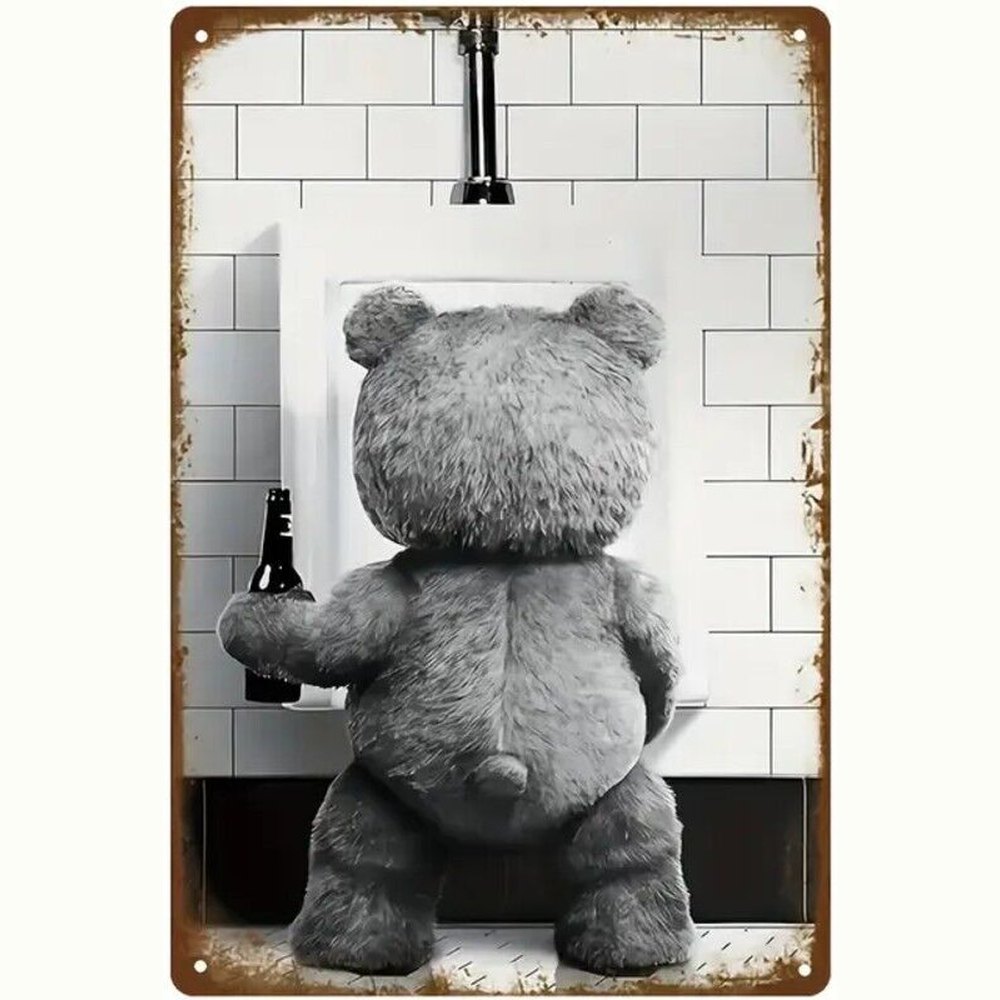 Ted The Bear Vintage Novelty Metal Sign 12" x 8" Wall Art Home & Garden:Home Décor:Plaques & Signs Style Your Walls