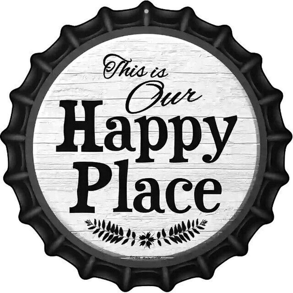 This Is Our Happy Place 12" Novelty Metal Bottle Cap Style Sign NEW! Home & Garden:Home Décor:Plaques & Signs Style Your Walls