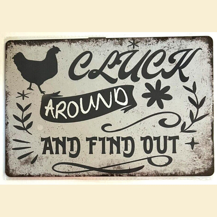 Cluck Around And Find Out 8" x 12" Vintage Novelty Metal Sign Home & Garden:Home Décor:Plaques & Signs Style Your Walls