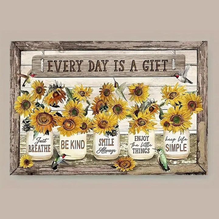 Every Day Is A Gift Motivational Canvas Print Framed 11.8" x 15.7" Wall Art NEW! Home & Garden:Home Décor:Posters & Prints Style Your Walls