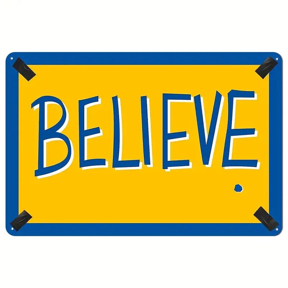 Believe metal sign, 12 x 8 Motivational Wall Art Decor For Ted Lasso Fans Home & Garden:Home Décor:Plaques & Signs Style Your Walls