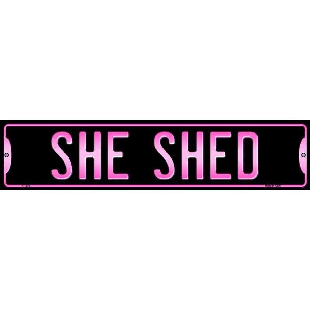 She Shed Pink Novelty Metal Street Sign 18" x 4" Home & Garden:Home Décor:Plaques & Signs Style Your Walls