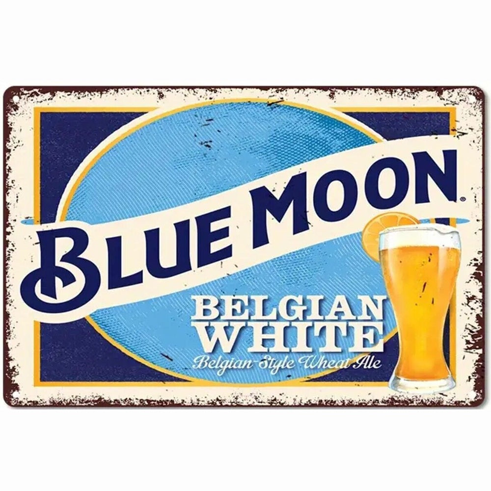 Blue Moon Belgian White Beer Vintage Novelty Metal Sign 12" x 8" Wall Art Home & Garden:Home Décor:Plaques & Signs Style Your Walls