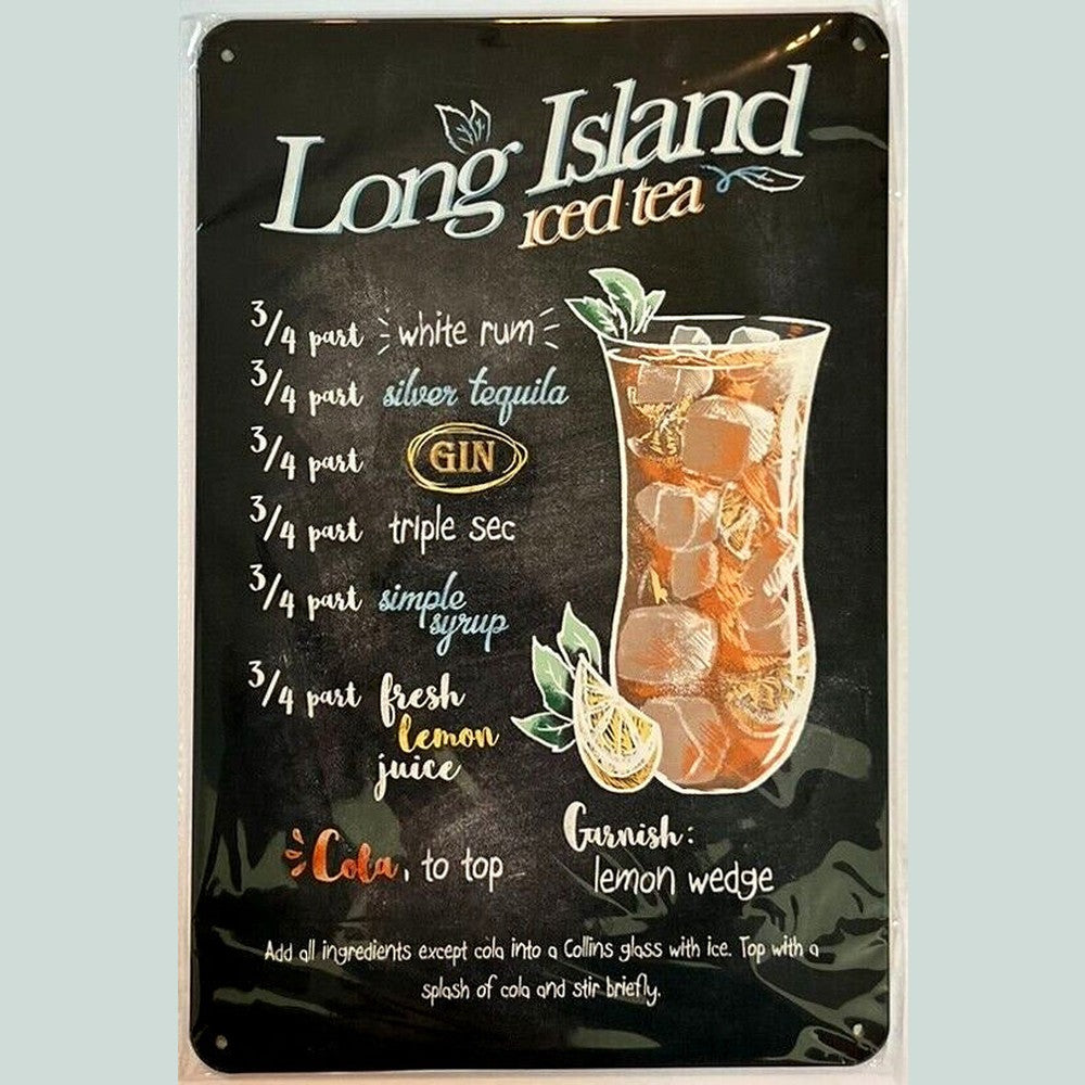 Long Island Iced Tea Cocktail and Drink Mix Recipe Collection 12" x 8" Wall Art Home & Garden:Home Décor:Plaques & Signs Style Your Walls
