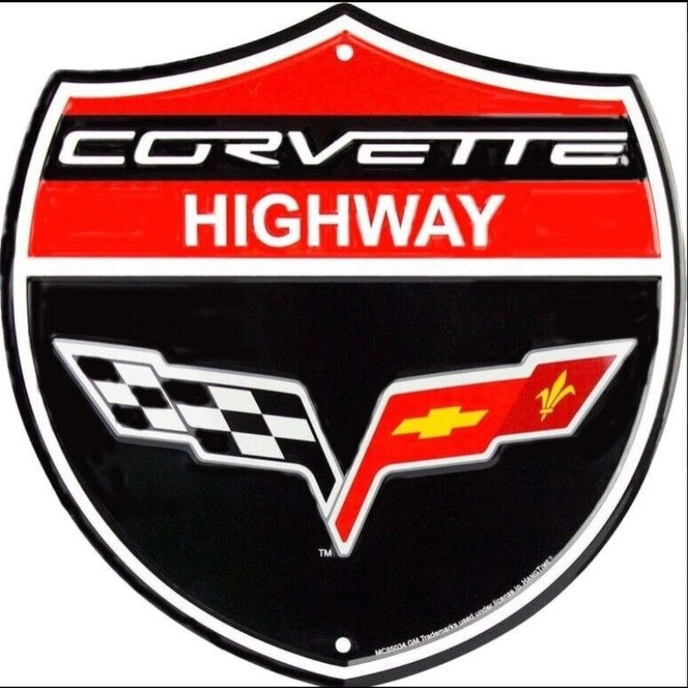 Chevy Corvette Highway Embossed Licensed 12" Shield Sign NEW! Home & Garden:Home Décor:Plaques & Signs Style Your Walls