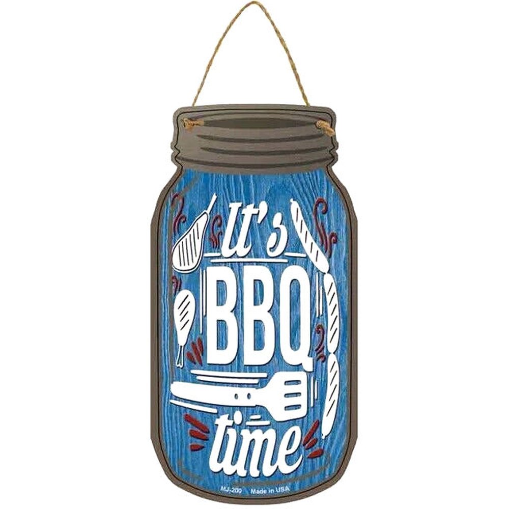 It's BBQ Time 4" x 8" Mason Jar Shaped Sign Home & Garden:Home Décor:Plaques & Signs Style Your Walls