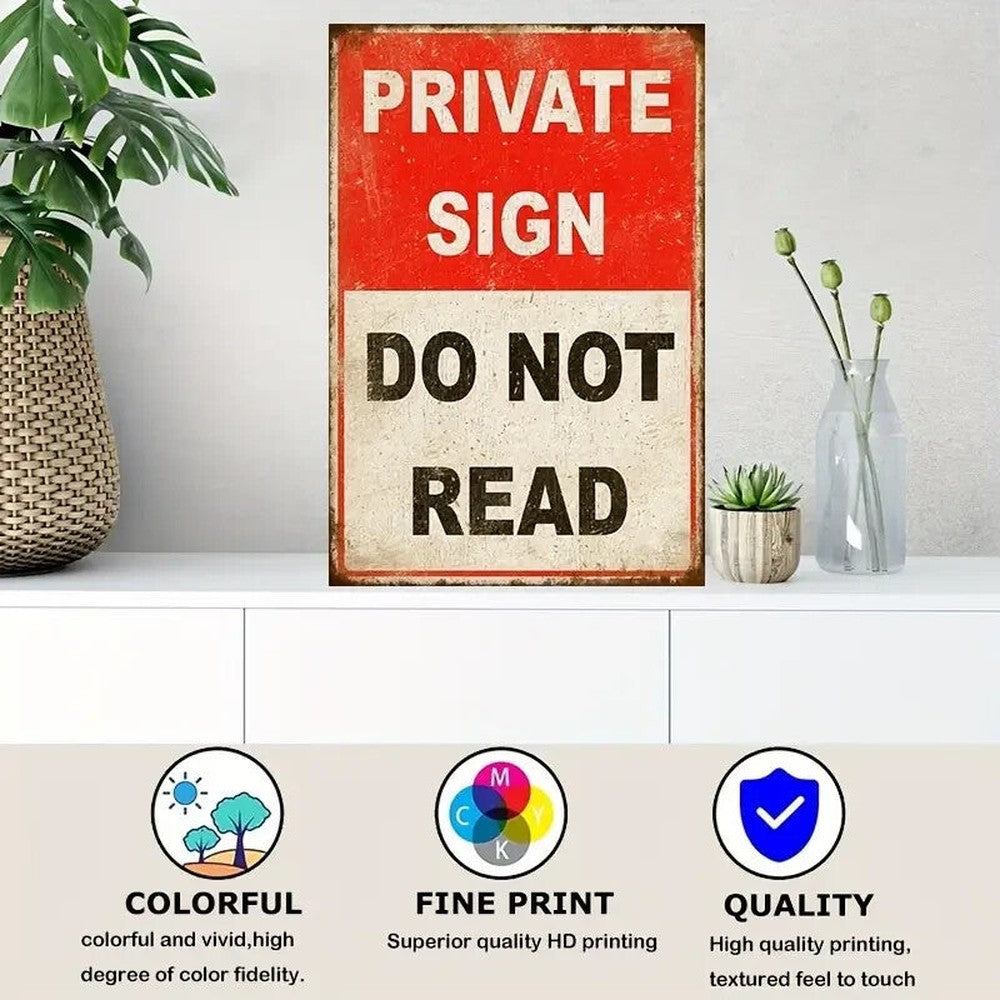 Private Sign Do Not Read Vintage Novelty metal sign, 12 x 8 Wall Art Home & Garden:Home Décor:Plaques & Signs Style Your Walls