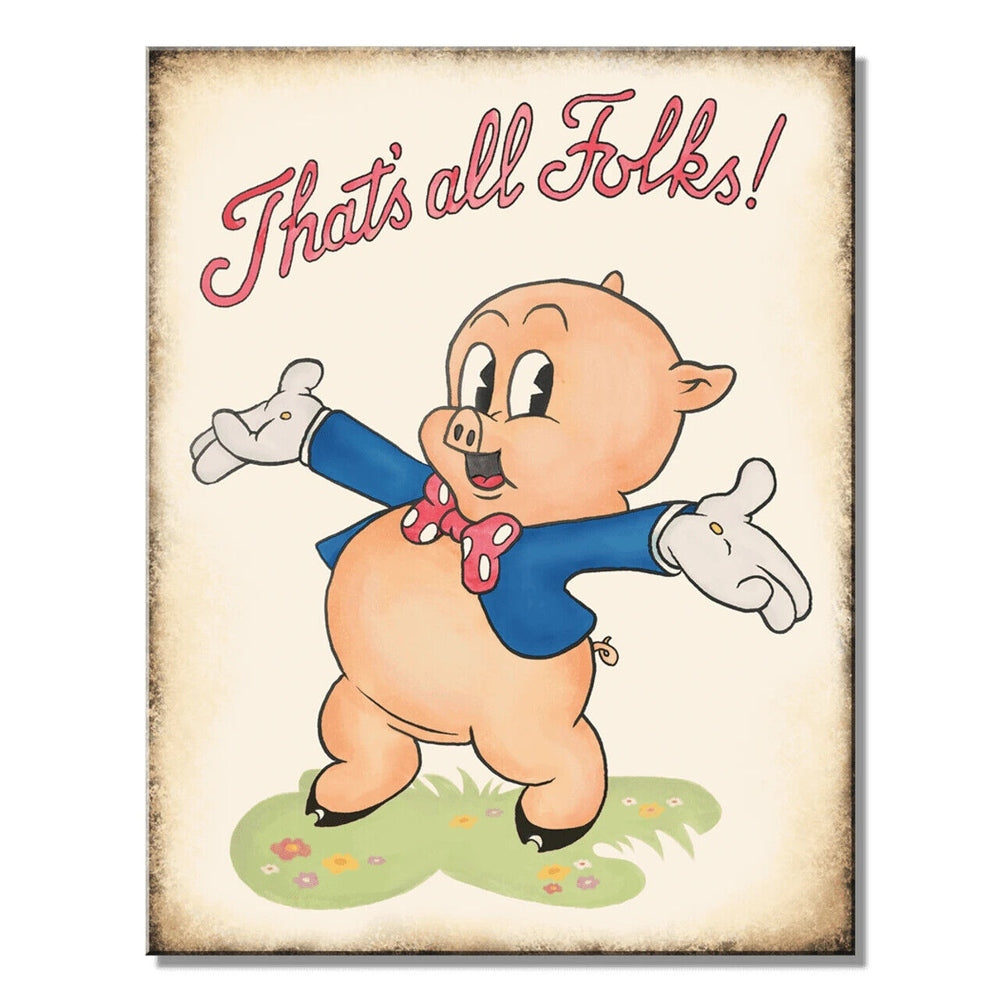 Porky Pig "That's All Folks" Licensed Novelty Sign 16" x 12.5" NEW! Home & Garden:Home Décor:Plaques & Signs Style Your Walls