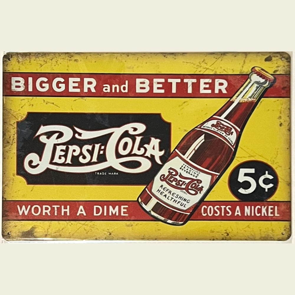 Pepsi-Cola "Bigger and Better" Vintage Novelty Metal Sign 8" x 12" Wall Art Home & Garden:Home Décor:Plaques & Signs Style Your Walls