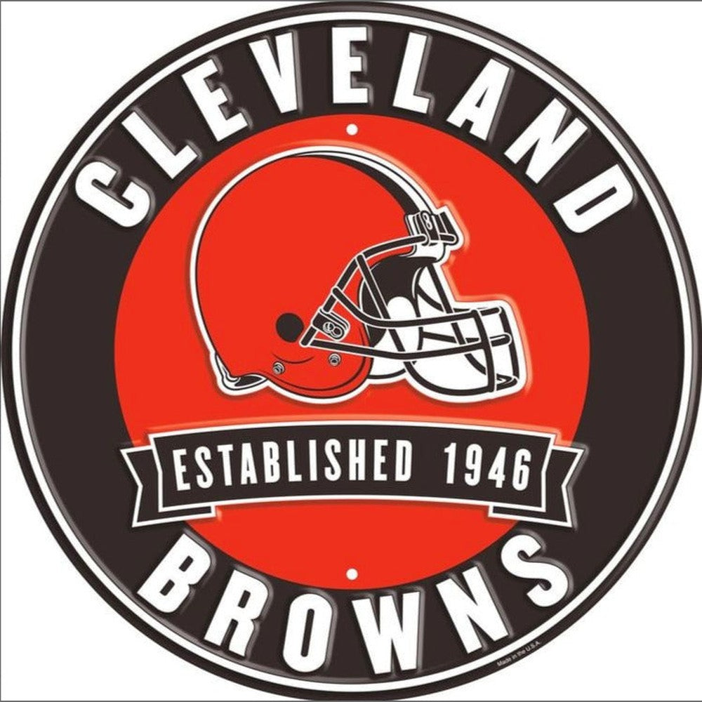 Cleveland Browns NFL Licensed Embossed 12" Diameter Circular Sign NEW! Sports Mem, Cards & Fan Shop:Fan Apparel & Souvenirs:Football-NFL Style Your Walls