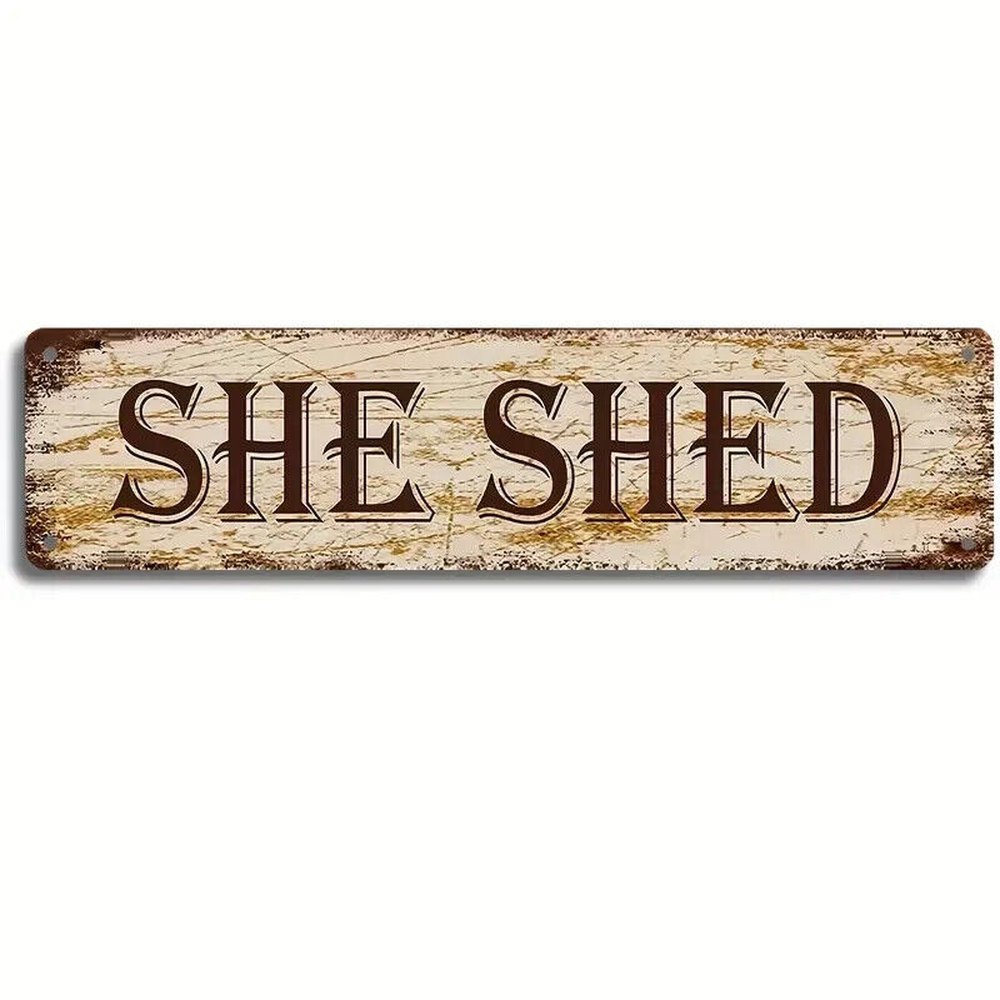 She Shed Vintage Novelty Metal Sign 16" x 4" Wall Art Home & Garden:Home Décor:Plaques & Signs Style Your Walls