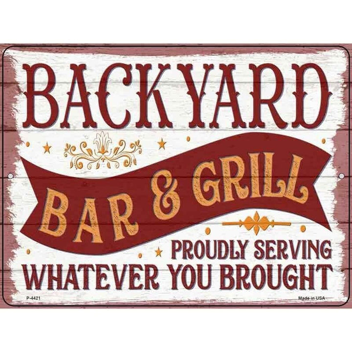 Backyard Bar & Grill Metal Novelty 9" x 12" Sign Home & Garden:Home Décor:Plaques & Signs Style Your Walls