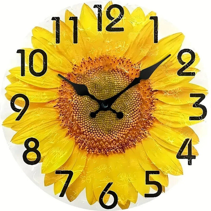 12 Inch Sunflower Decorative Wall Clock With Silent Operation NEW! Home & Garden:Home Décor:Clocks:Wall Clocks Style Your Walls