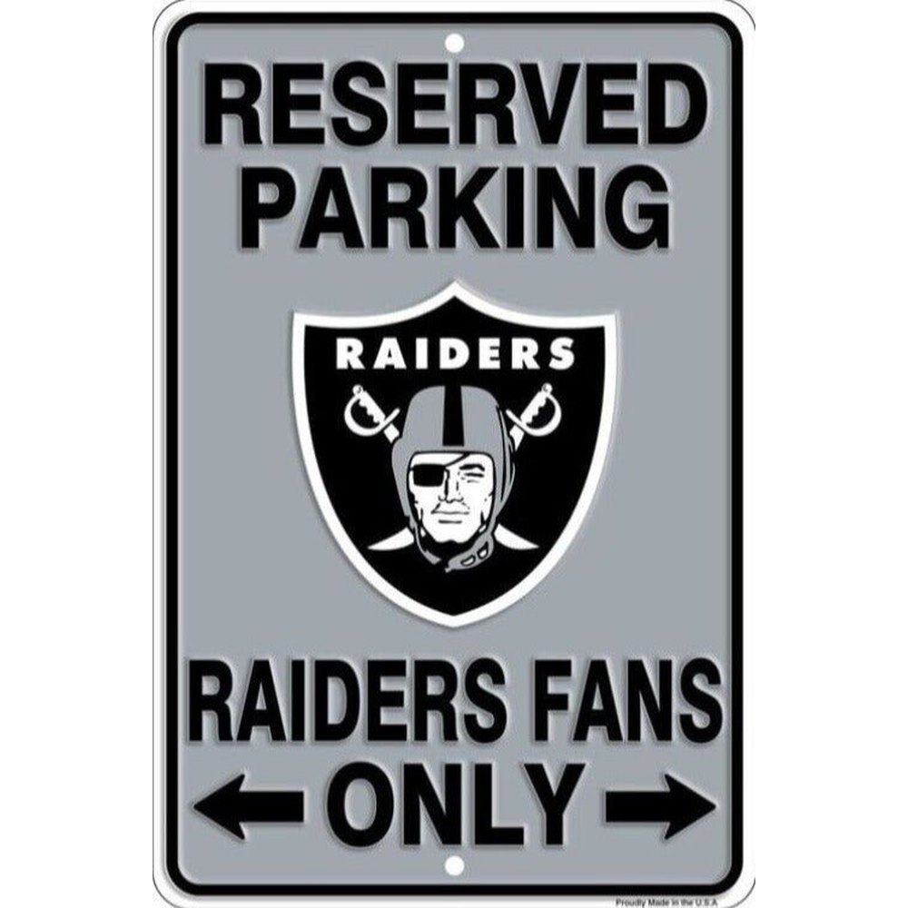 Reserved Parking Raiders Fans Only 8" x 12" Embossed Metal Novelty Parking Sign Home & Garden:Home Décor:Plaques & Signs Style Your Walls