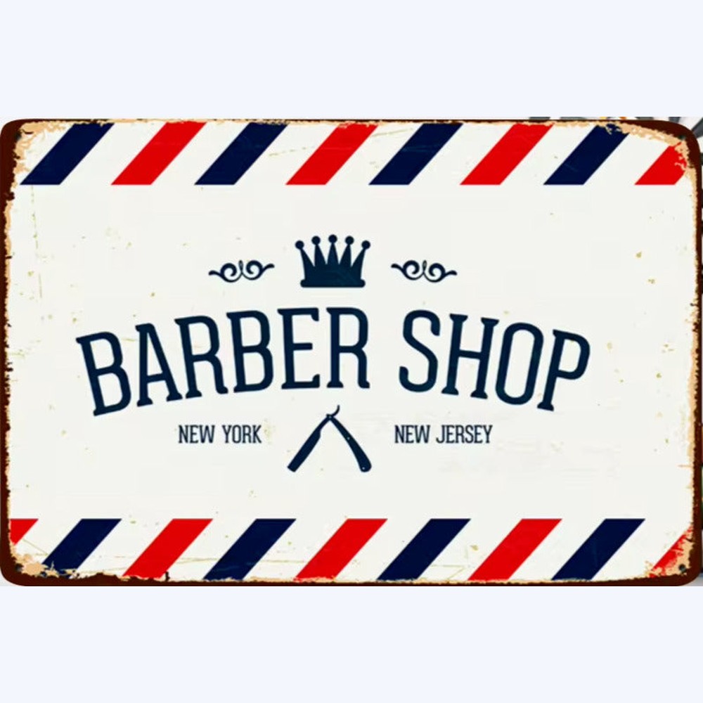Barber Shop New York New Jersey Vintage Novelty Metal Sign 12" x 8" Wall Art Home & Garden:Home Décor:Plaques & Signs Style Your Walls