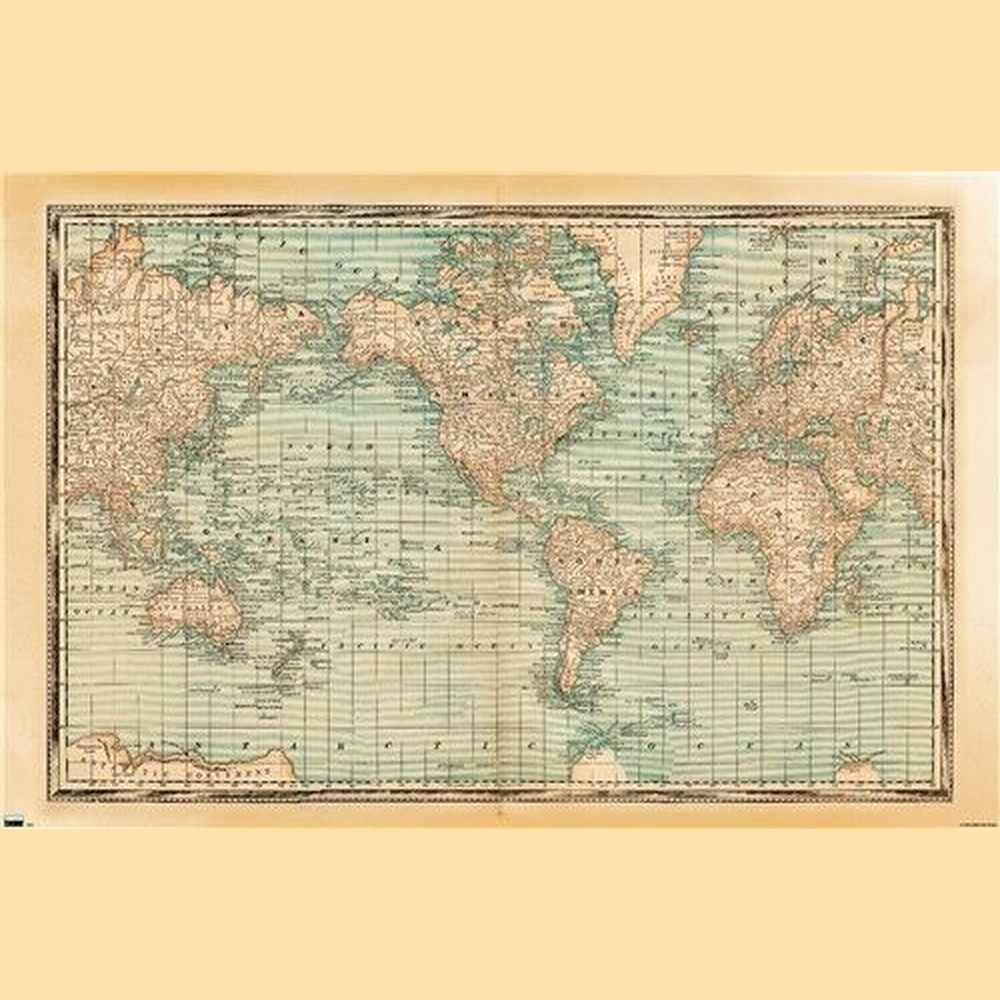 Vintage World Map Poster 22.375" x 34" NEW! Home & Garden:Home Décor:Posters & Prints Style Your Walls