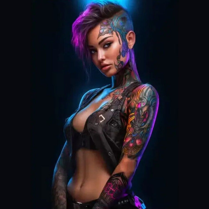 Stunning Tattoo Girl With Purple Hair Artistic Canvas Print 12" x 16" NEW! Home & Garden:Home Décor:Posters & Prints Style Your Walls
