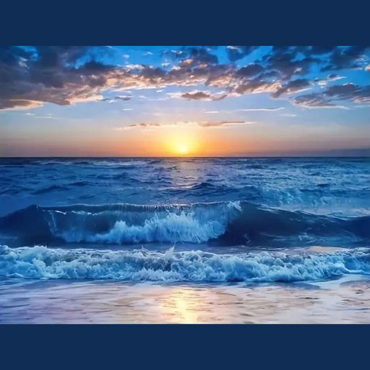 Stunning Vibrant Blue Ocean Sunset Canvas Print Framed 12" x 16" Wall Art Home & Garden:Home Décor:Posters & Prints Style Your Walls