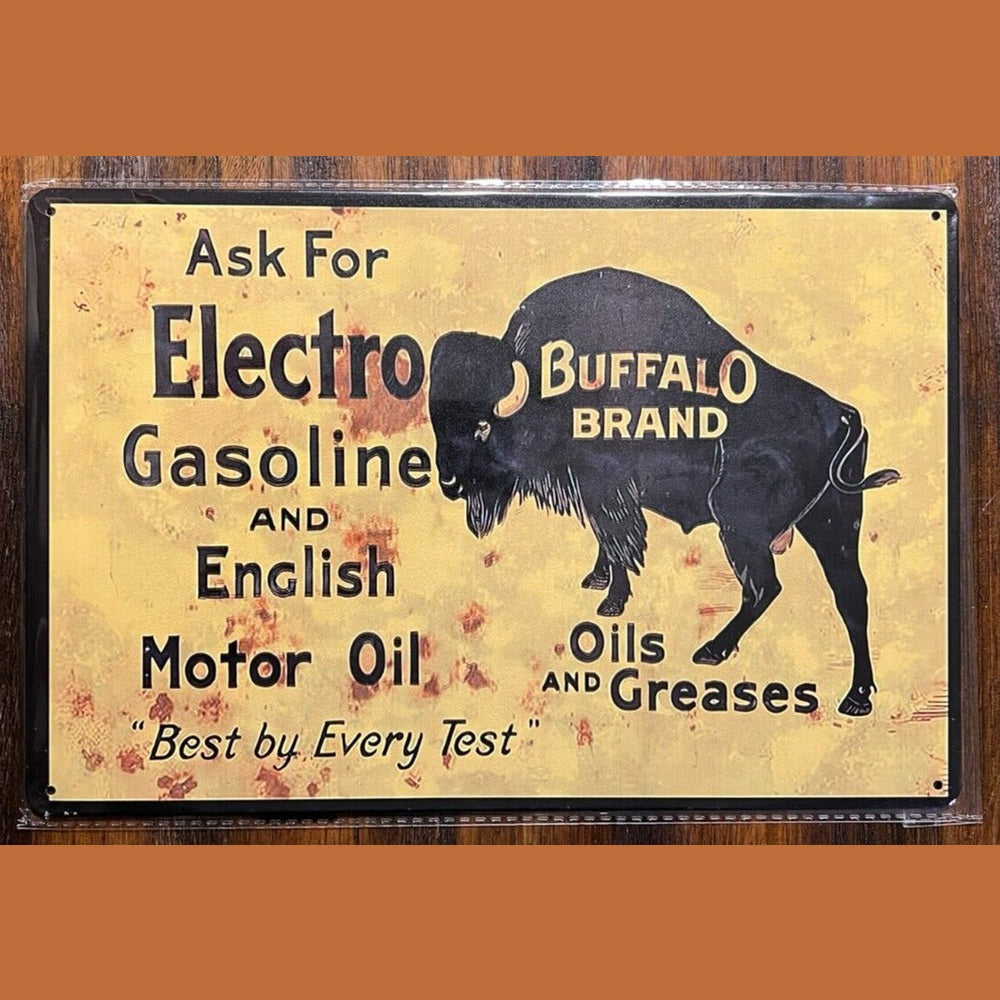 Buffalo Brand Electro Gasoline Vintage Novelty Metal Sign 12" x 8" Wall Art Home & Garden:Home Décor:Plaques & Signs Style Your Walls