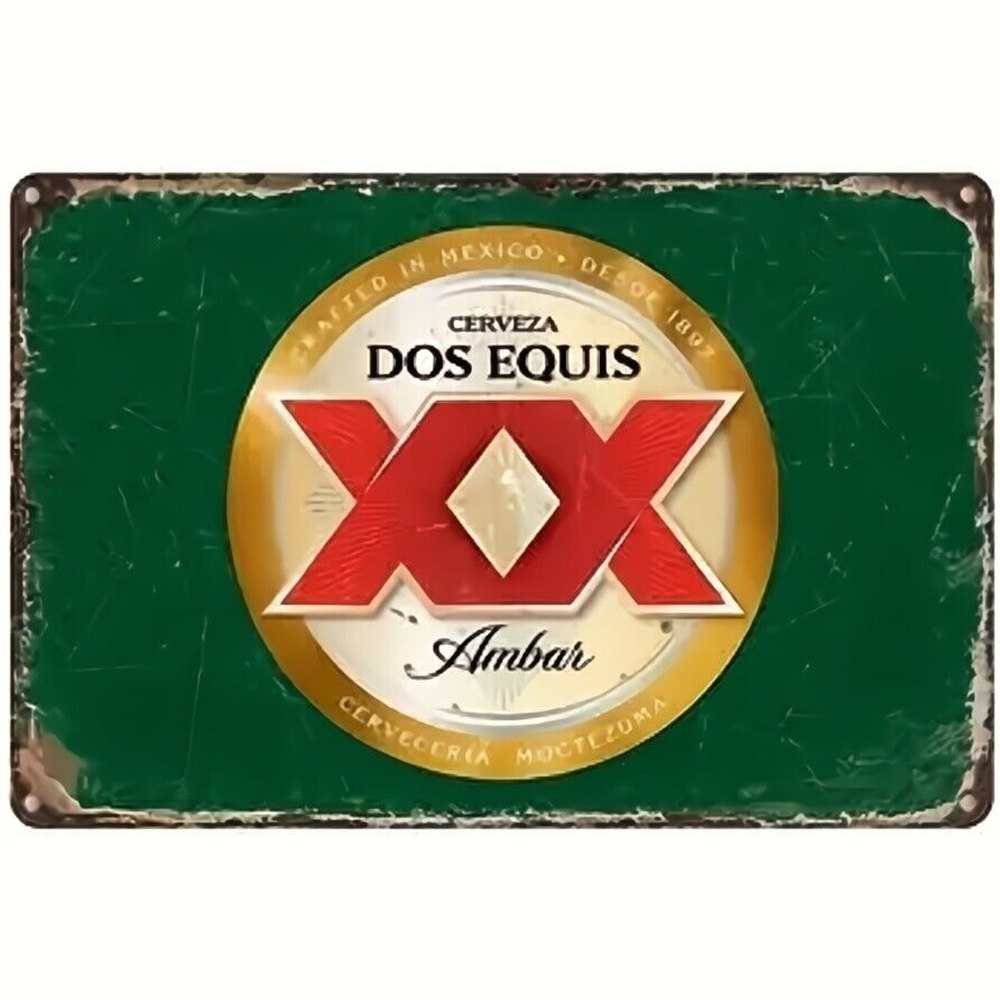 Dos Equis Cerveza Amber Lager Beer Novelty Metal Sign 12" x 8" Wall Art Home & Garden:Home Décor:Plaques & Signs Style Your Walls